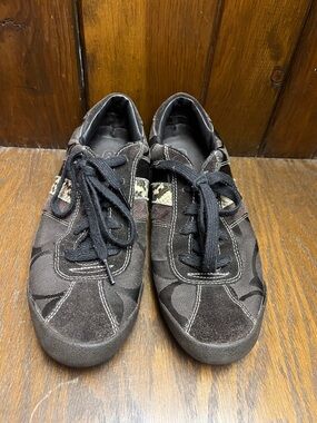 Coach Women’s Brown/Snake Patch Tennis Shoes.
